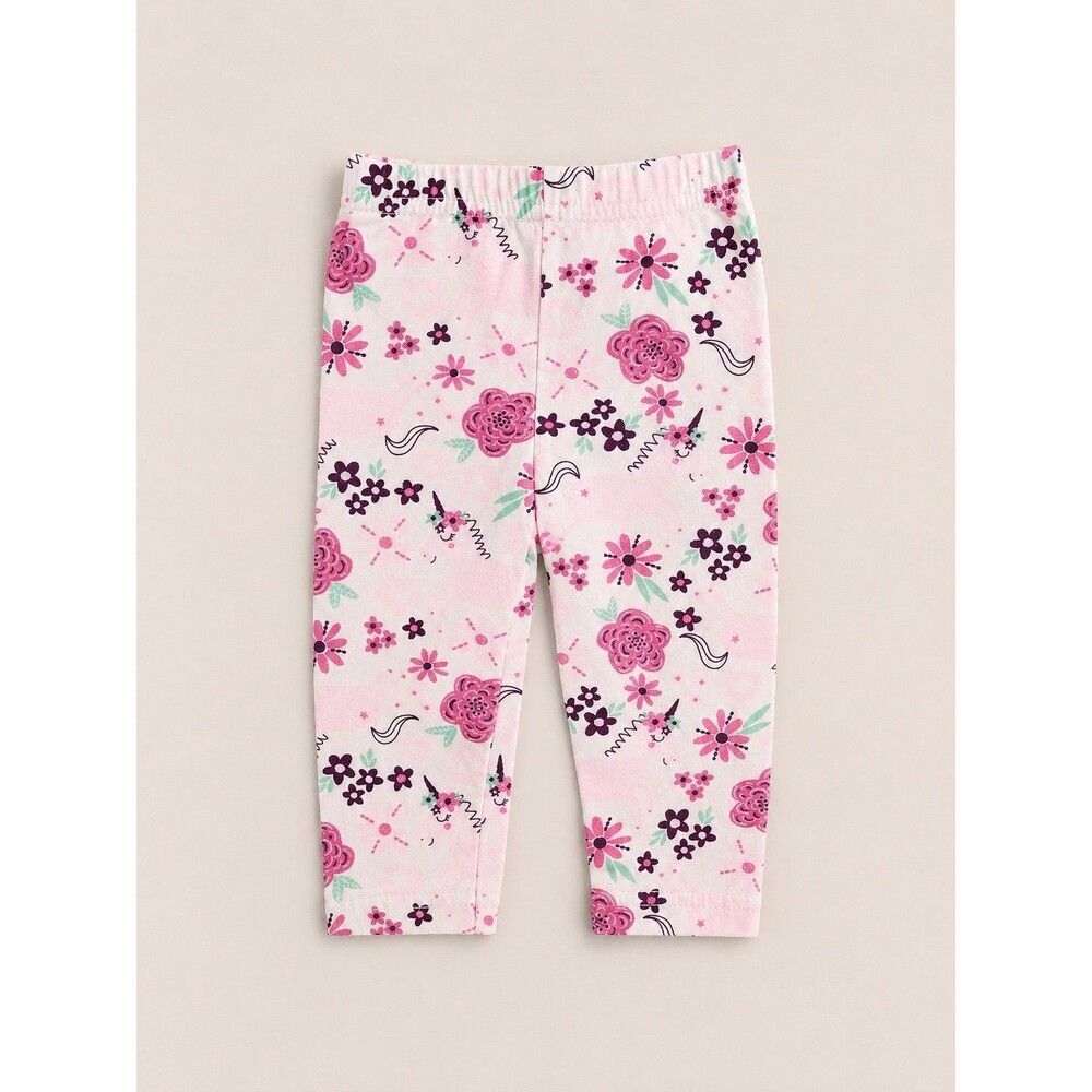 Cutie Pie Baby Girl Floral Leggings 0-3 Months Pink Unicorn Flower Pants